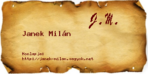 Janek Milán névjegykártya